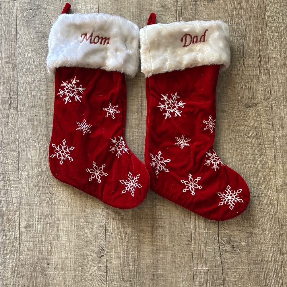 Festive Red Snowflake Christmas Stockings